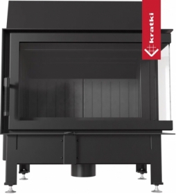 Дровяной камин Kratki Zibi/P/BS/DECO (угловое стекло справа), черная футеровка