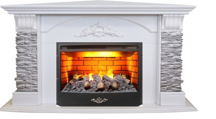 Электрокамин Real-Flame Athena Corner GR STD/EUG/25/25'5 WT с очагом 3D Firestar 25,5