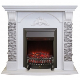 Электрокамин Real-Flame Athena GR STD/EUG/25/24 WT с очагом Fobos s Lux BL/BR, Majestic s Lux BL/BR