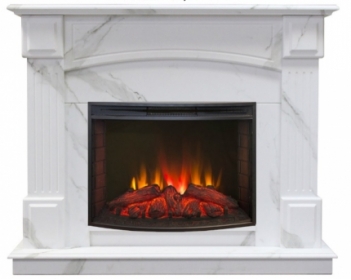 Электрокамин Real-Flame Carolina Marble 25,5/24 WT с очагом Evrika 25,5 LED