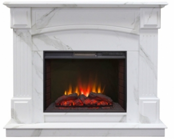 Электрокамин Real-Flame Carolina Marble 25,5/24 WT с очагом Sparta 25,5 LED