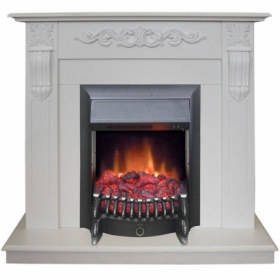 Электрокамин Real-Flame Dominica STD/EUG WT с очагом Fobos s Lux BL/BR, Majestic s Lux BL/BR