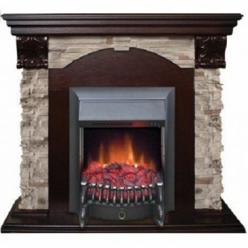 Электрокамин Real-Flame Dublin ROCK STD/EUG 24 AO с очагом Fobos s Lux BL/BR, Majestic s Lux BL/BR