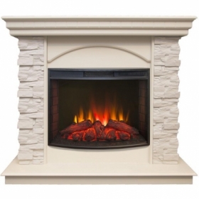 Электрокамин Real-Flame Elford STD/EUG WT с очагом Evrika 25,5 LED