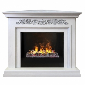 Электрокамин Real-Flame Leticia Corner 26 WT с очагом Black вставка  3D Cassette 630