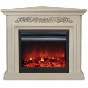 Электрокамин Real-Flame Leticia Corner 26 WT с очагом Mooblaze Deluxe, Moonblaze Lux Bl/Br