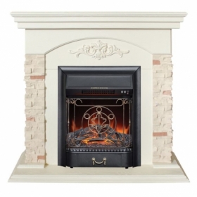 Электрокамин Real-Flame Neapolis STD/EUG WT (WT- F612) с очагом Fobos s Lux BL/BR, Majestic s Lux BL/BR