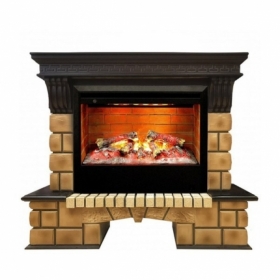 Электрокамин Real-Flame Stone Brick 26 с очагом 3D Helios 26