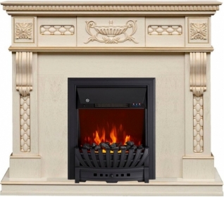 Электрокамин Royal Flame Corsica (cлоновая кость с патиной) c очагом Aspen Black
