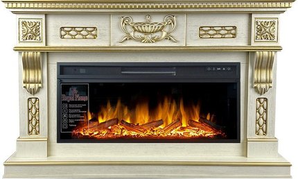 Электрокамин Royal Flame Corsica (cлоновая кость с патиной) с очагом Vision 42 LOG LED