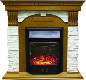 Электрокамин Royal Flame Dublin арочный сланец белый с очагом Majestic (Дуб)