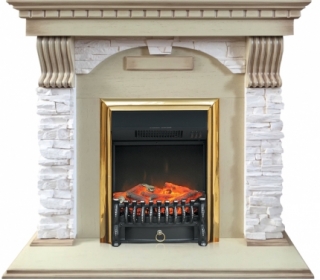 Электрокамин Royal Flame Dublin арочный сланец крем с очагом Fobos (Слоновая кость)