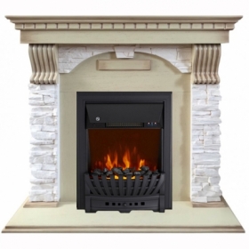 Электрокамин Royal Flame Dublin арочный сланец крем слоновая кость с очагом Aspen Black
