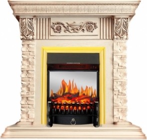 Электрокамин Royal Flame Luxemburg (Слоновая кость) c очагом Fobos FX Black/Brass