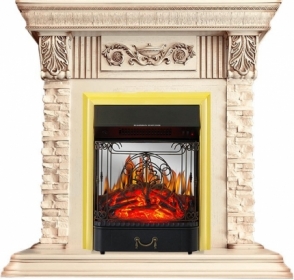 Электрокамин Royal Flame Luxemburg (Слоновая кость) c очагом Majestic FX Brass/Black