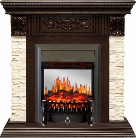 Электрокамин Royal Flame Luxemburg (Темный дуб) c очагом Fobos FX Black/Brass
