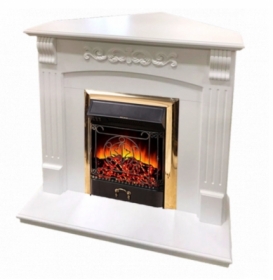 Электрокамин Royal Flame Sorrento угл. (Белый) c очагом Majestic FX Brass/Black