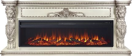 Электрокамин Royal Flame Windsor 60 (cлоновая кость с темной патиной) с очагом Vision 60 LOG LED
