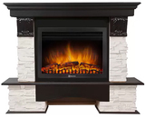 Электрокамин (очаг+портал)<br>Electrolux Pietra Nuovo 25 камень сланец белый, шпон темный дуб с очагом EFP/P-2520LS
