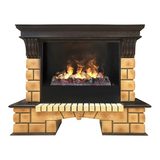 Электрокамин (очаг+портал)<br>Real-Flame Stone Brick 26 AO с очагом 3D Cassette 630 (Black вставка)