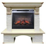 Электрокамин (очаг+портал)<br>Royal Flame Pierre Luxe сланец мелкий белый с очагом Vision 23 EF LED 3 D FX (Cлоновая кость с красной патиной)