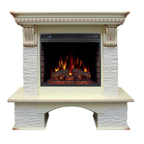 Электрокамин (очаг+портал)<br>Royal Flame Pierre Luxe сланец мелкий белый с очагом Vision 23 EF LED FX (Cлоновая кость с красной патиной)